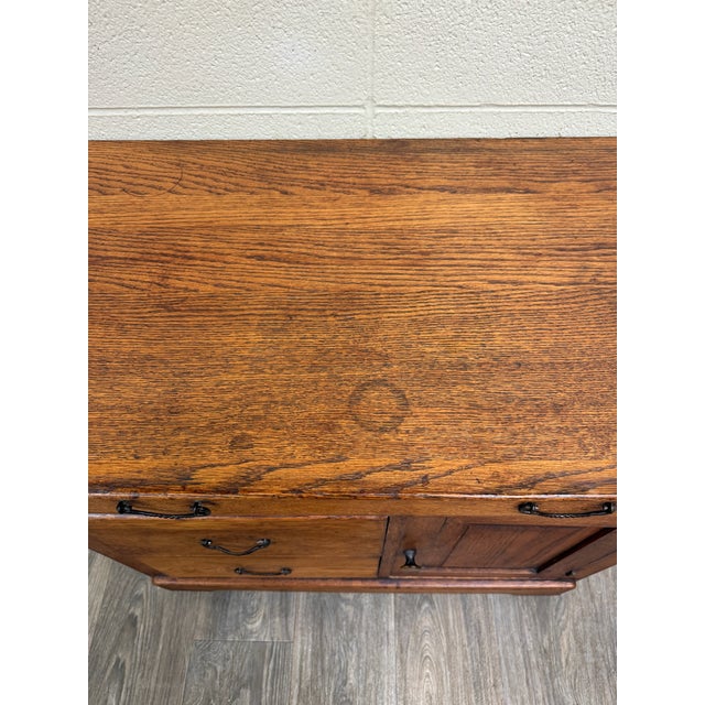 Antique Arts & Crafts Oak Washstand With Castors For Sale - Image 11 of 16