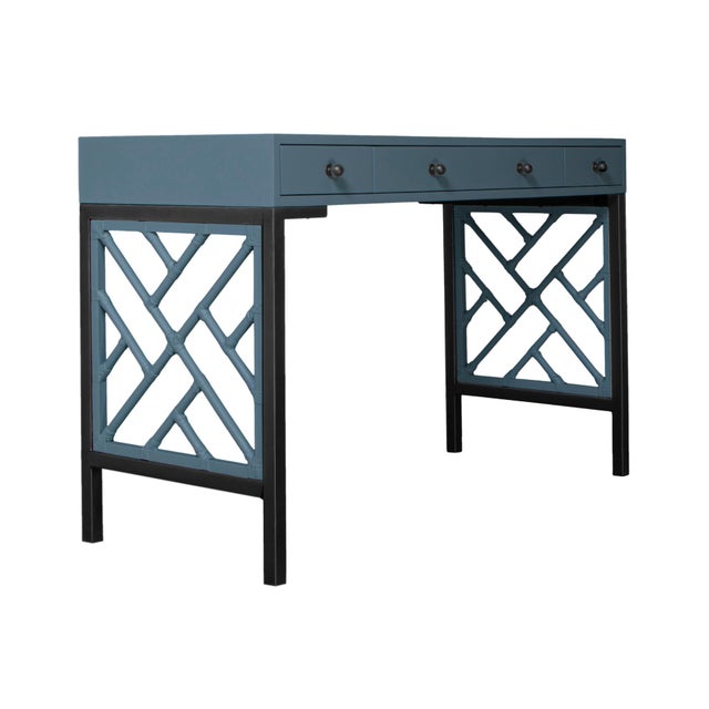 Chippendale Writing Desk - Regatta Blue For Sale - Image 9 of 9