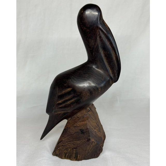 Vintage Carved Dark Wood Pelican Figurine For Sale - Image 12 of 12