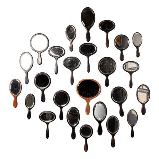 Antique Wooden Hand Mirrors, 19th Century, Set of 25 For Sale