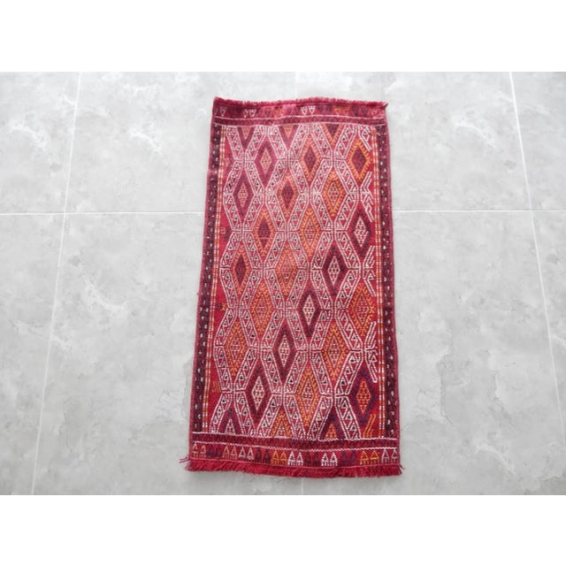 Tribal Nomadic Geometrical Turkish Tribal Vintage Handmade Anatolian Kilim Rug 1′7″ × 3′1″ For Sale - Image 3 of 7