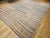Farmhouse 19th Century American Amish Rag Rug, Handwoven Folk Art, Stripe Pattern, Tan & Pale Blue, 10’ X 14’ For Sale - Image 3 of 12