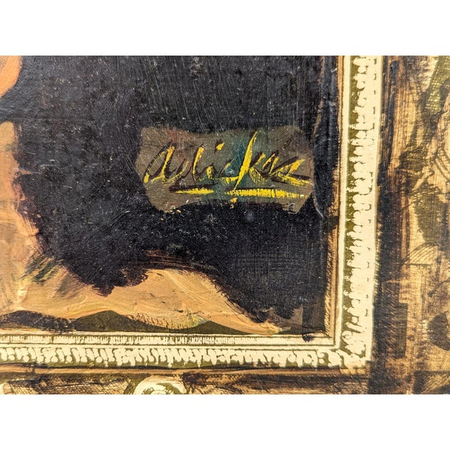 David Adickes "Man with Beard & Blue Eyes, Brown" Modern Cubist Inspired Portrait Painting, 1960s For Sale - Image 10 of 11