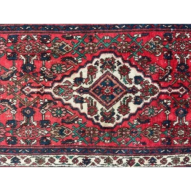 Wool pile genuine hand made vintage Persian Hamadan runner-