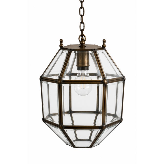 Antique Vienna Secession Pendant Lantern with Beveled Glass attributed to Adolf Loos, Vienna, 1900s For Sale - Image 9 of 9