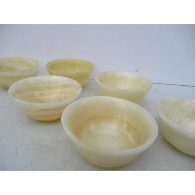 Light Yellow 1990s Banded Alabaster Bowls - Set of 6 For Sale - Image 8 of 9