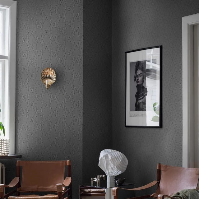 Contemporary Sample - Borastapeter Garbo Wallpaper in Slate and Gold For Sale - Image 3 of 4