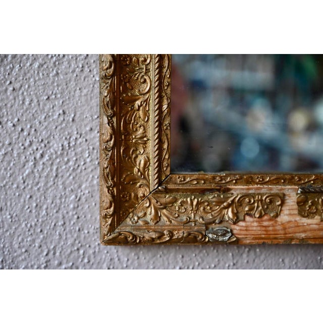 Early 20th Century Antique Bohemian Baroque Style Gold Leaf-Gilded Patinated Mirror with Stucco, 1900 For Sale - Image 5 of 7
