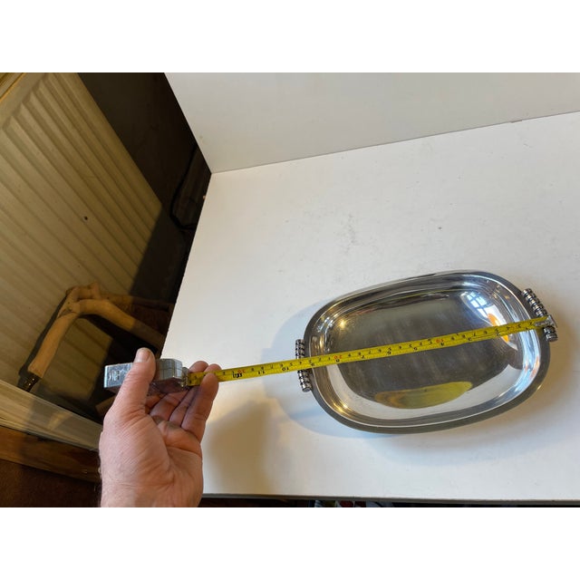 Silver Art Deco Danish Bread Basket in Silver-Plated Brass from Carl M. Cohr, 1940s For Sale - Image 8 of 9