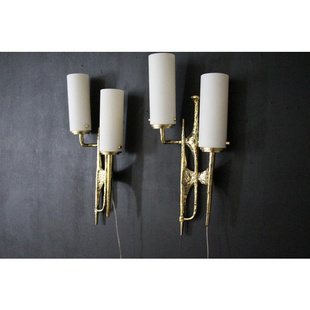 Mid-Century Modern Bronze Wall Sconces by Felix Agostini, 1990s, Set of 2 For Sale - Image 4 of 18