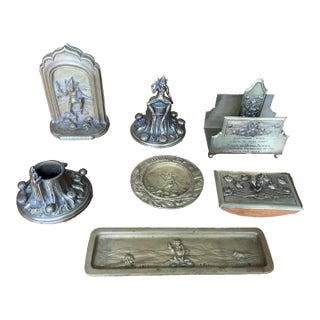Eight Piece Set 1900s Bronze Desk Set Pixie Dartmoor For Sale