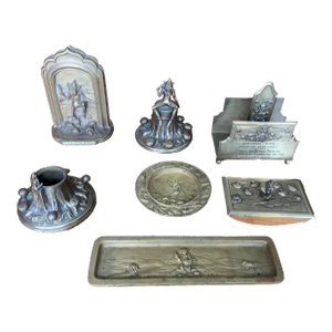 Eight Piece Set 1900s Bronze Desk Set Pixie Dartmoor