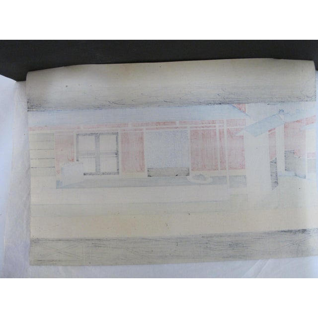 Blue Sadanobu Hasegawa III Japanese Bunraku Puppet Theater Tissue Overlay Woodblock For Sale - Image 8 of 8