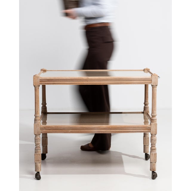 Tan French Oak Bar Cart on Casters France 1950s For Sale - Image 8 of 12