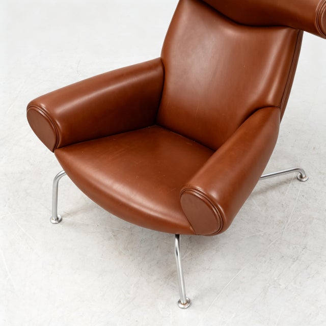 Hans Wegner Hans J Wegner Ox Chair and an Ottoman for Erik Jørgensen Denmark For Sale - Image 4 of 14