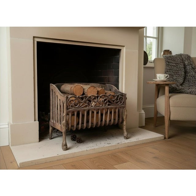 Brown Cast Iron Log Holder or Fireplace Basket, 1920s For Sale - Image 8 of 9