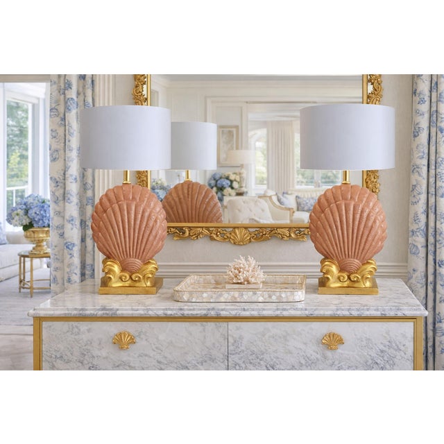 Restored Vintage Shell Table Lamps - A Pair For Sale - Image 9 of 11