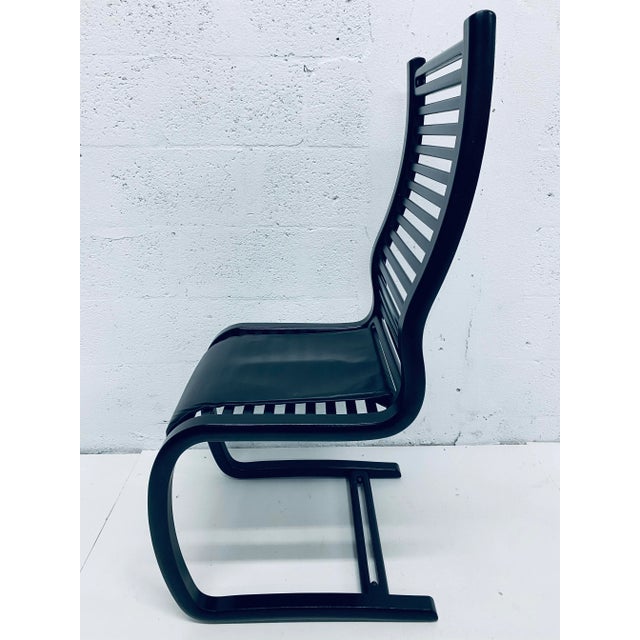 1980s Set of Six Terge Hope “Spring” Black Wood Slat Cantilevered Dining Chairs for Westnofa For Sale - Image 5 of 13