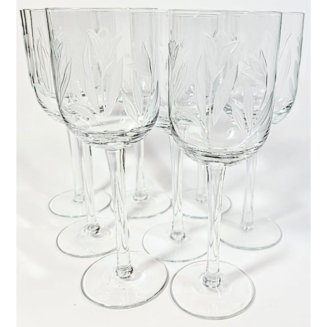 Vintage Etched Crocus Wine Goblets - Set of 8 For Sale - Image 10 of 12