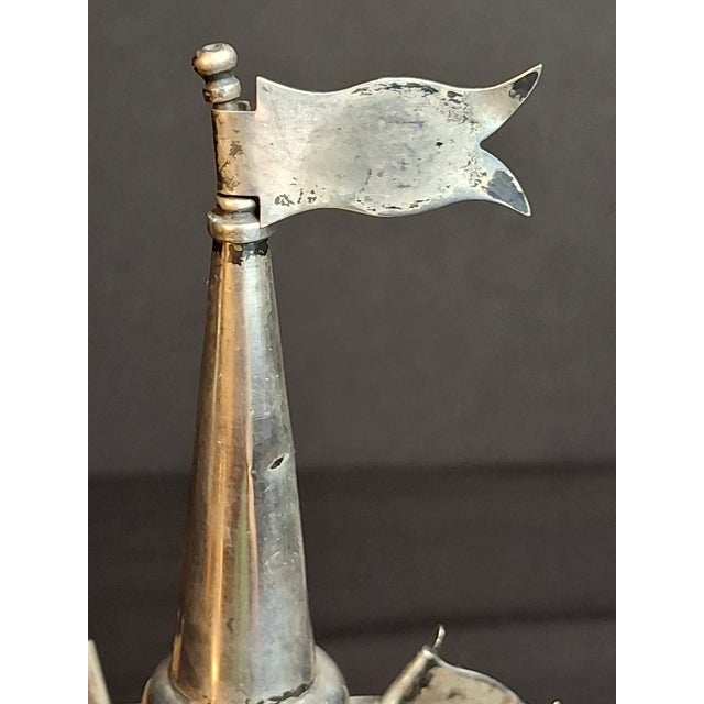 Metal Vintage Sterling Silver Besamim Spice Tower Havdalah Judaica Bells Flags 72g For Sale - Image 7 of 17