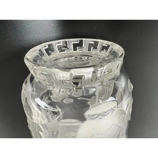 Verlys French Art Glass “Mandarin” Vase Frosted & Clear Relief Design Circa 1930 For Sale - Image 16 of 18
