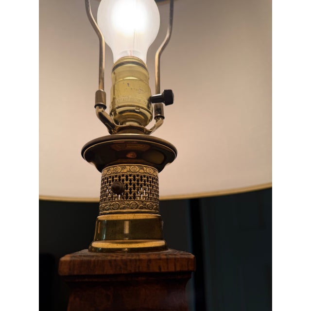 Mid-Century Modern Vintage Romweber Viking Oak Grapevine Carved Table Lamp For Sale - Image 3 of 5