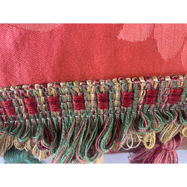 2020s Vintage Scalamandre Tasseled Classic Silk Damask Pillows/Pair For Sale - Image 5 of 11