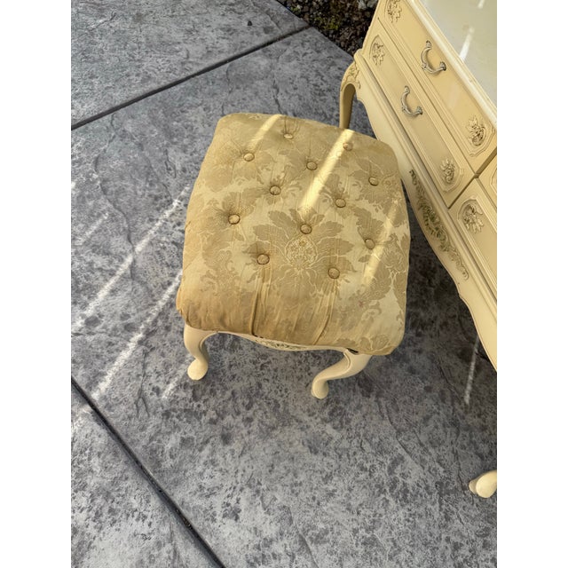 Fresh Provincial Vanity Set With Stool and Mirror For Sale - Image 4 of 8