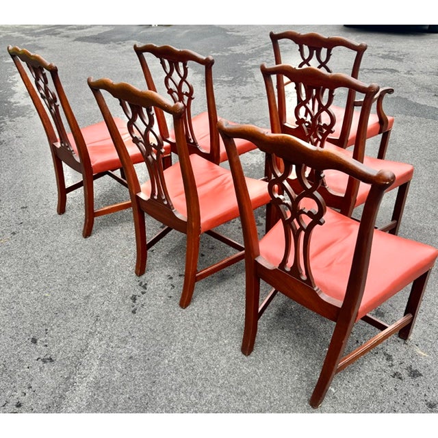 Mid 20th Century Set of 6 Mid 20th Century Mahogany Chippendale Style Dining Chairs For Sale - Image 5 of 9