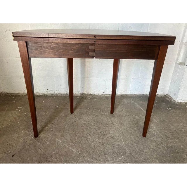 19th Century Antique Federal Style Mahogany Inlaid Console or Demi Lune Table. For Sale - Image 4 of 10