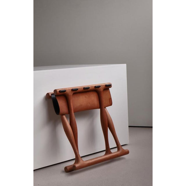 Danish Modern Gold Hill Stool in Oak and Black Leather attributed to Poul Hundevad, 1960 For Sale - Image 14 of 17