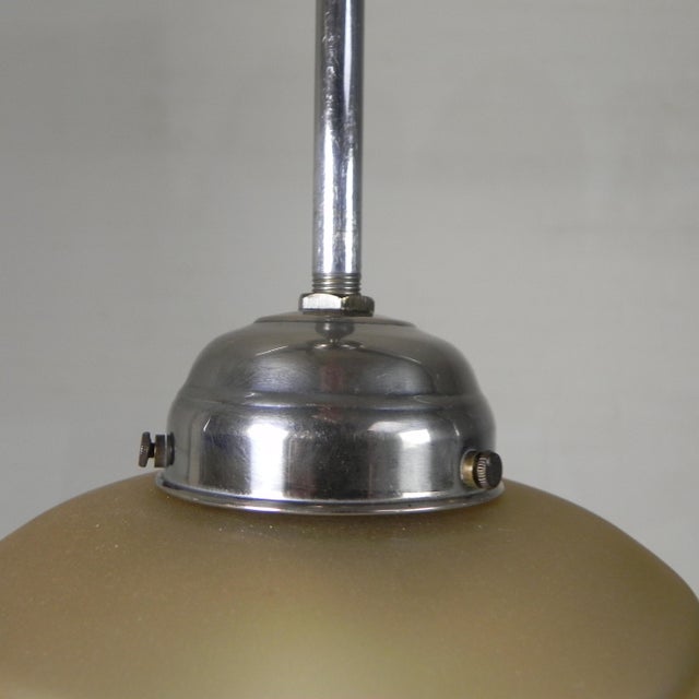 Art Deco Pendant Lamp with Etched Glass Shade and Geometric Motifs, 1930s For Sale - Image 15 of 16