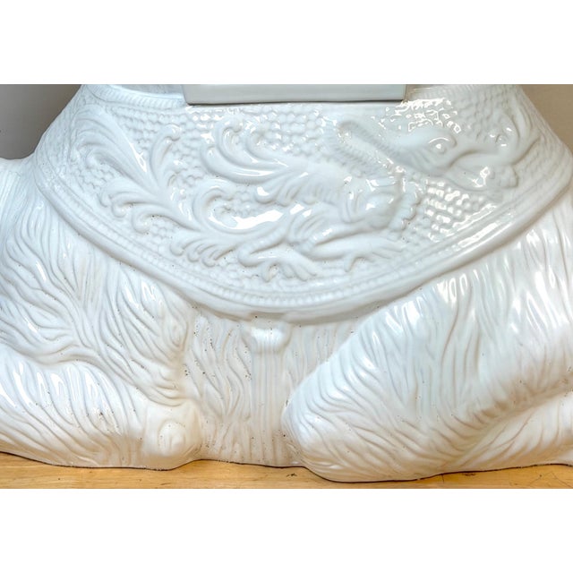 Italian Hollywood Regency Blanc de Chine Camel Garden Seat or Side Table, 1970s For Sale - Image 11 of 14