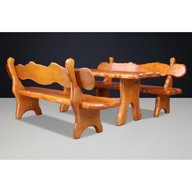 Alpine Sculptural Bench in Pine, France, 1970s For Sale - Image 13 of 16