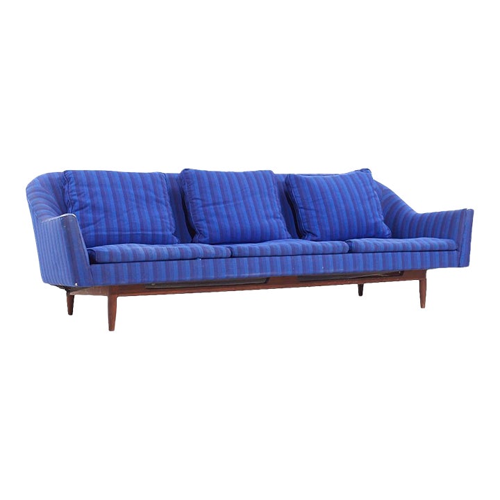 Jens Risom Model 2516 Mid Century Walnut Sofa | Chairish