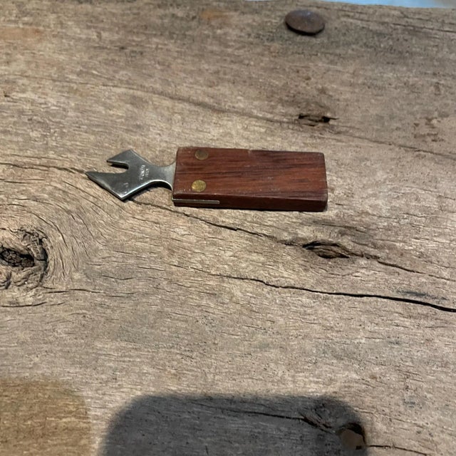 Mid-Century Modern 1970s Japan Rosewood & Stainless Steel Sculptural Bottle Opener For Sale - Image 3 of 8