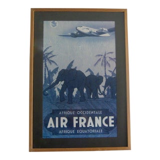Vintage c.1948 Vincent Guerra Air France Airlines Africa Travel Lithograph Poster For Sale