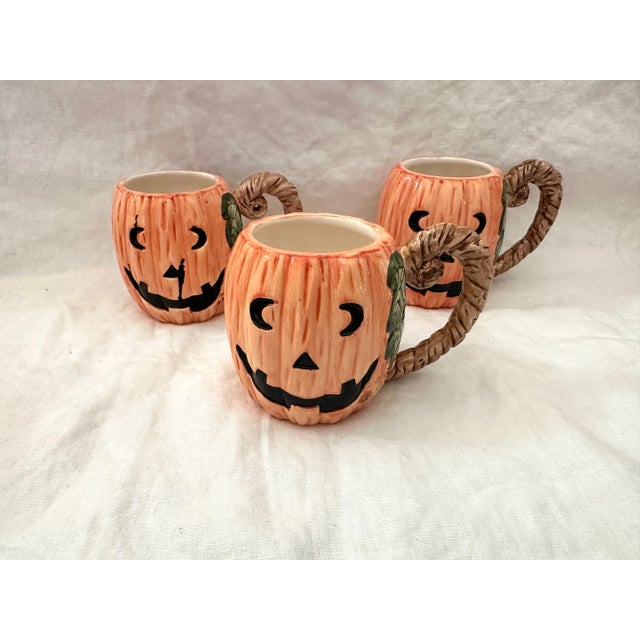 Vintage OCI/Fitz & Floyd Jack-O-Lantern Mugs-Set of 3 For Sale In Palm Springs - Image 6 of 6