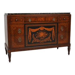 Vintage Neoclassical Marble Top Inlaid Dresser For Sale
