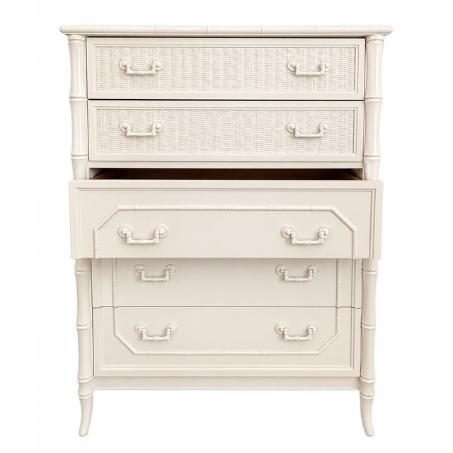 Vintage Lenoir House by Broyhill Faux Bamboo High Chest Dresser For Sale - Image 9 of 10