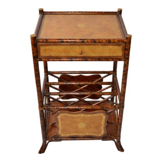 20th Century Maitland-Smith Faux Tortoise Bamboo Brass Pull Stand Magazine Racks For Sale