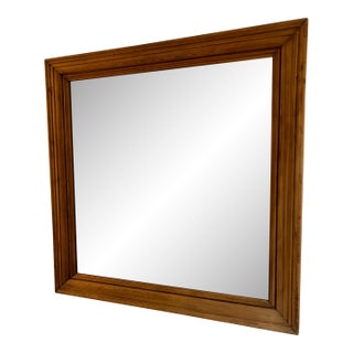 Handmade Beveled Yellow Pine Framed Wall Mirror For Sale