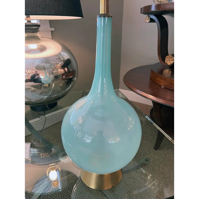 1960's Translucent Murano Style Pale-Blue Bottle-Form Lamp For Sale In San Francisco - Image 6 of 6