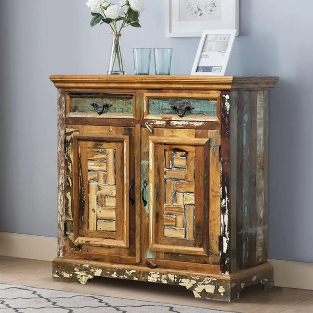 Dimensions: 48"wide X 19"deep X 45"high This farmhouse rustic style cabinet combines artistry with functionality by using...