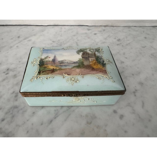 Ceramic Antique Dresden Ceramic Trinket Box For Sale - Image 7 of 7