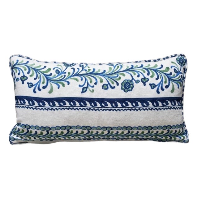 Carolina Irving Arcos Stripe Blue Fabric Pillow Cover Only For Sale