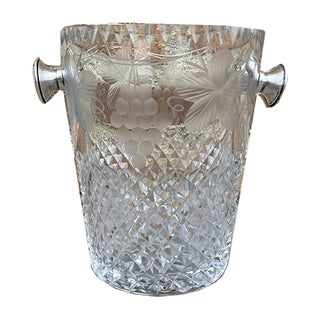 Mid-Century Crystal Glass Ice Bucket, 1960s For Sale