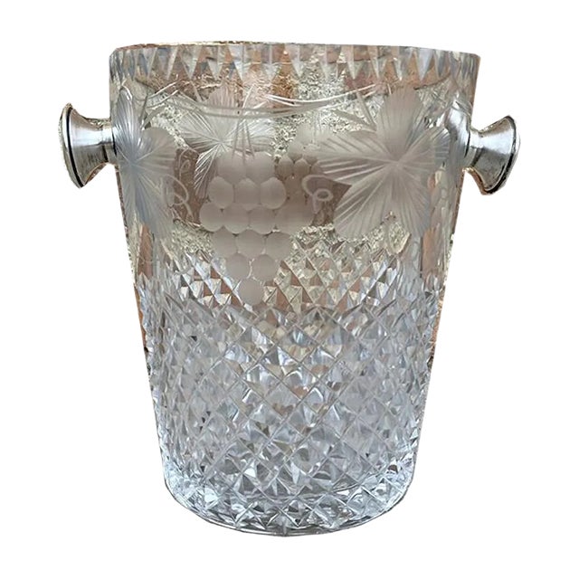 Mid-Century Crystal Glass Ice Bucket, 1960s For Sale