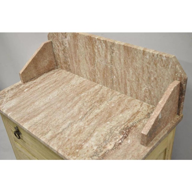 Victorian Antique Eastlake Victorian Pink Marble Backsplash Washstand Nightstand Cabinet For Sale - Image 3 of 12