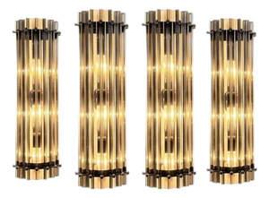 Italian Smoked Murano Glass Wall Sconces in the style of Venini, 1990s, Set of 4